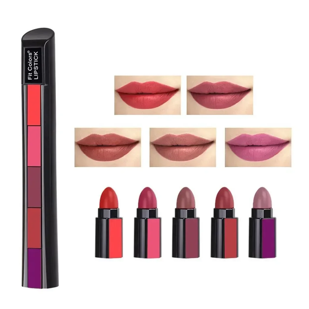 Matte 5-color Lipstick Set Velvet Lip Stick Non-stick Lip Gloss Long Lasting Waterproof Sexy Red Lip Makeup Women Cosmetics