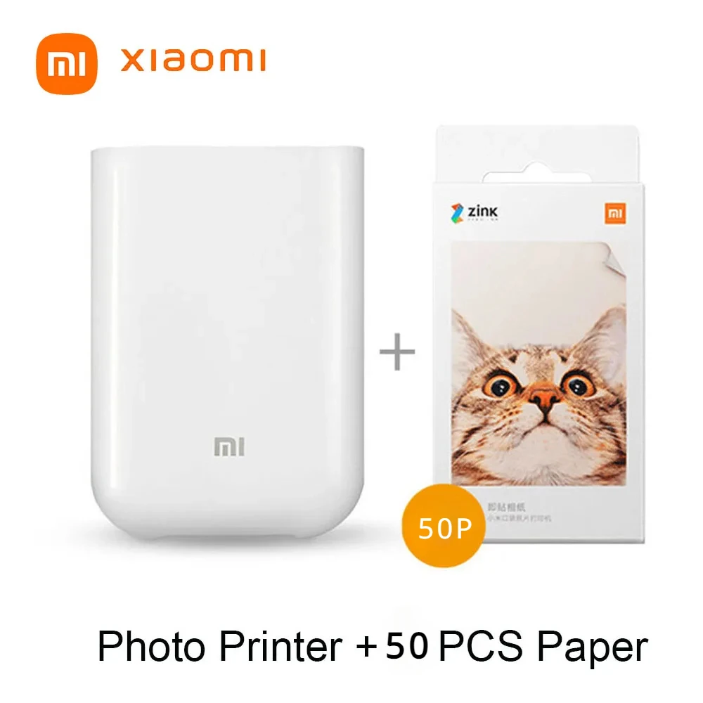 New Original Portable Mini Xiaomi Pocket Photo Printer Wireless Bluetooth Thermal Print AR Video Mijia ZINK Self-adhesive Color