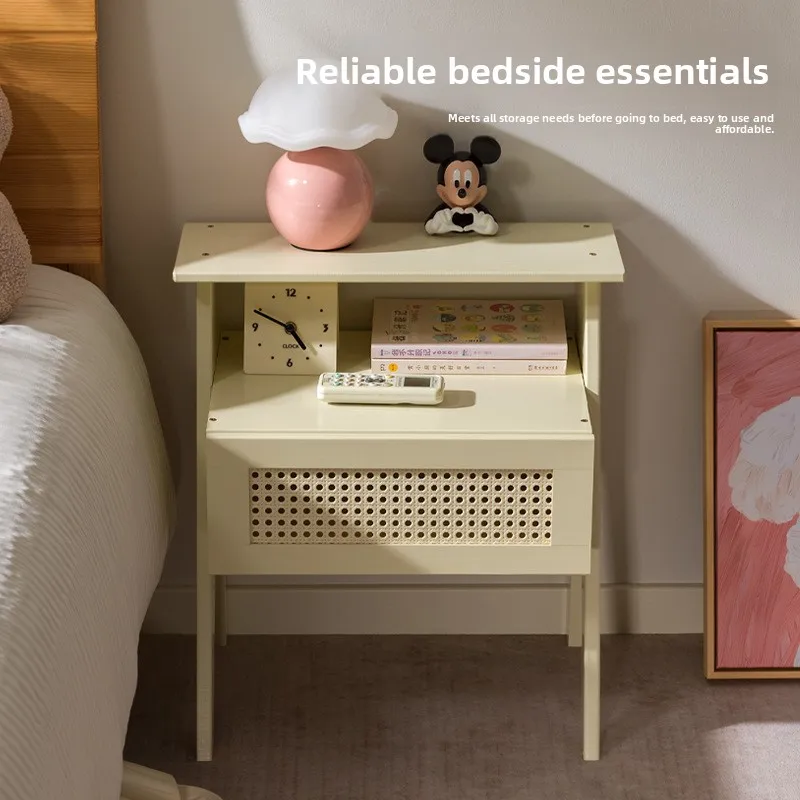 

Bedside table light luxury cream wind bedside storage small cabinet solid wood light luxury high-end locker bedroom storage