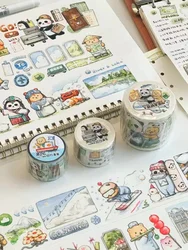EverEin Vintage Panda Travel List Washi PET Tape for Planner Card Making DIY Scrapbooking Plan Decorative Sticker