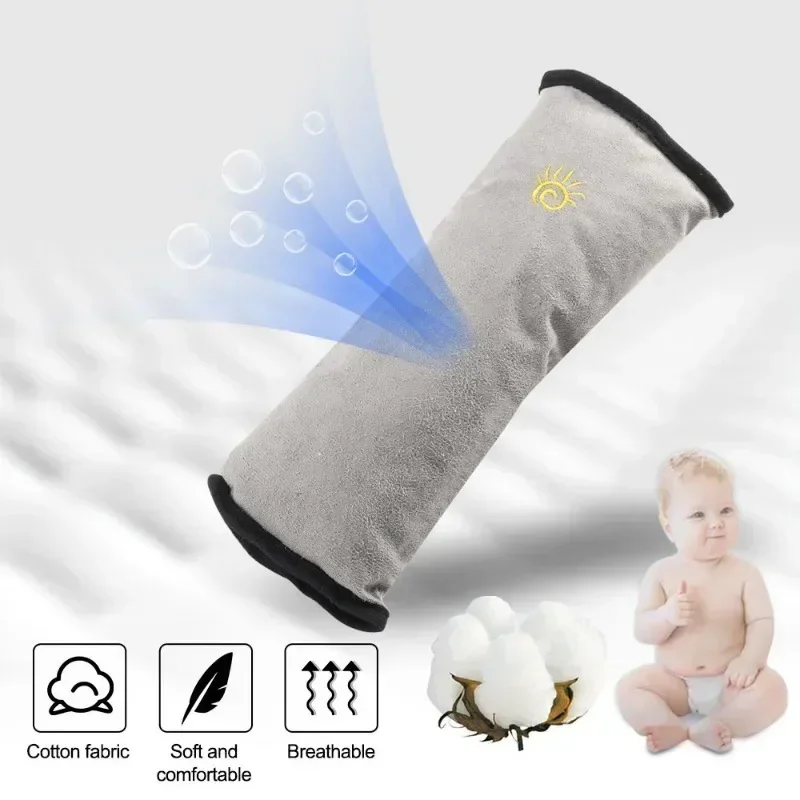 Universal Car Seat Cushion for Toddlers, Adjustable Shoulder Strap & Head Protector - Kids Safety Belt Positioner Plush Cover