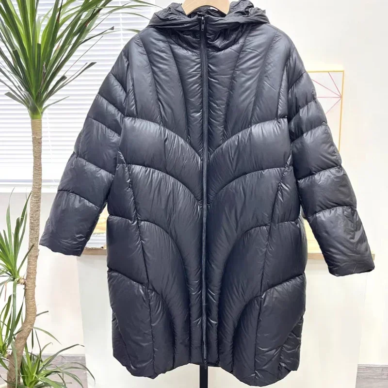 Women's Casual Loose Warm Padded Down Jacket, Long Windproof Coat, Monochromatic, Windproof, New, Fall, Winter, 2024