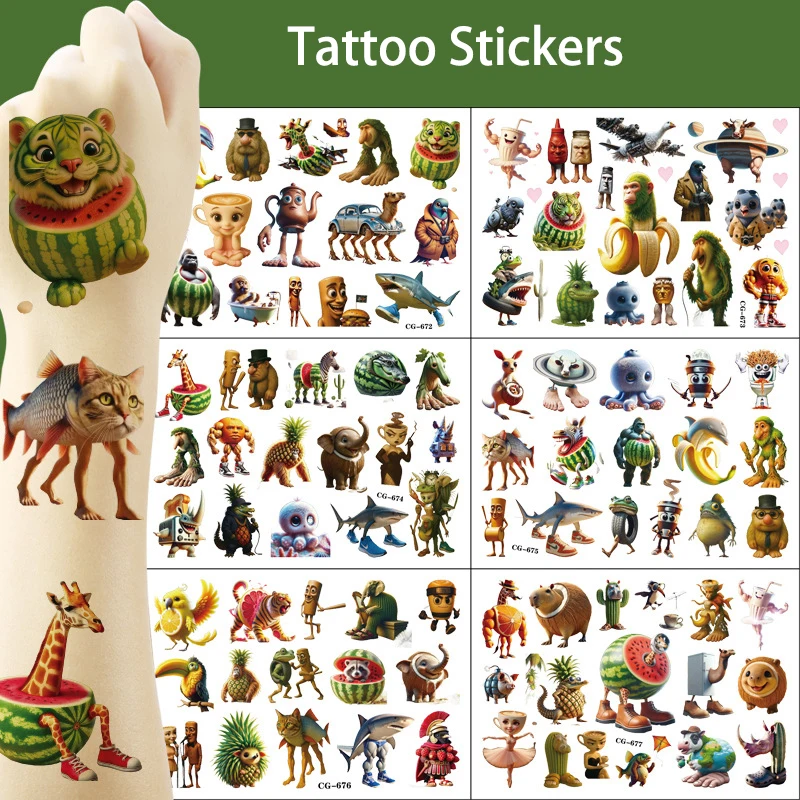 Italian Brainrot Tattoo Stickers Party Favors Temporary Tattoos  Cartoon Party Decorations Gifts Party Supplies Rewards Prizes