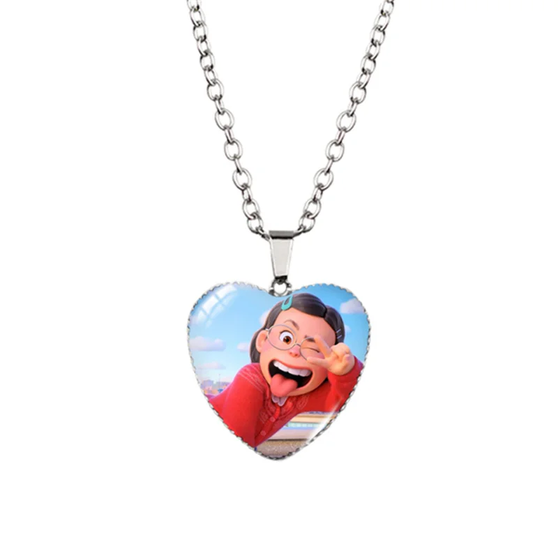 2022 Disney Turning Red Anime Heart Shaped Necklace  Pendants The Little Red Panda Figure Handmade Crafts Jewelry kids Gifts