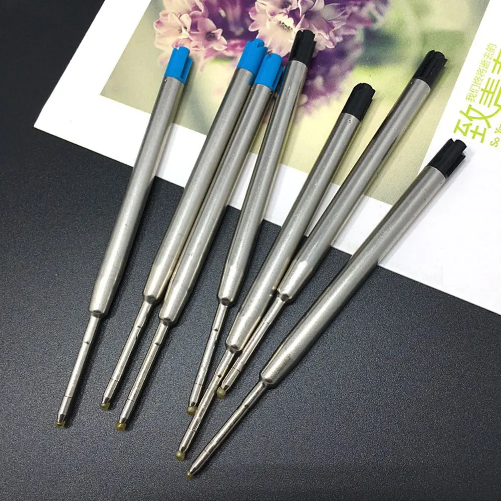 10PCS/LOT  0.5mm New Signature Writing Supplies Ballpoint Pen Refills Blue/Black Ink Medium Nib Core Metal