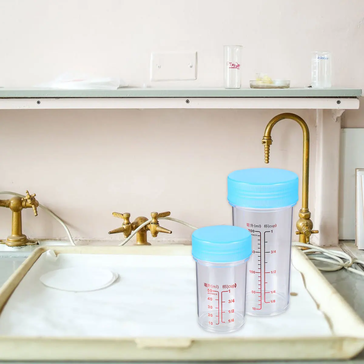 

2 pcs Plastic Measuring Beakers Clear Scale Reusable Leak-Proof For Laboratory Crafts Liquid Measurement Pp