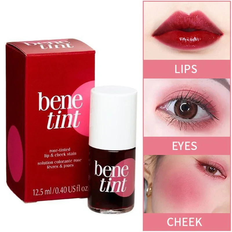 Brillo de labios líquido de espejo, resistente al agua, doble uso, labios naturales, mejillas, tinte de labios líquido, hidratante, larga duración, Sexy, cosméticos para labios rojos