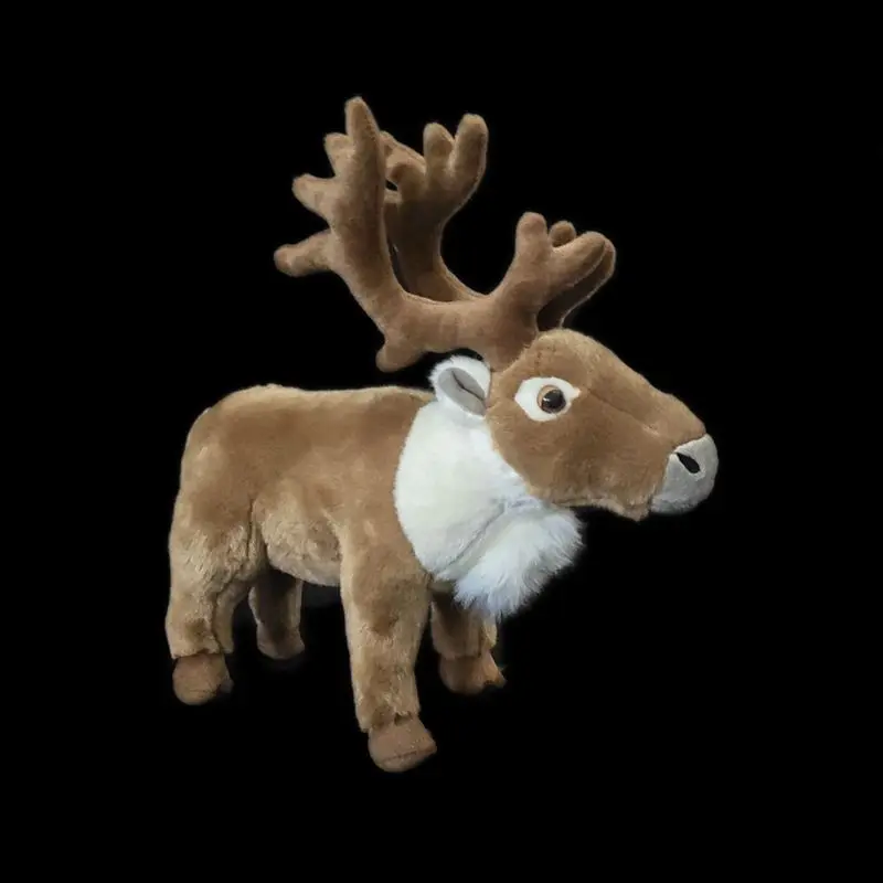 Cute Realistic Reindeer Plush Toy Wild Antlered Deer Animal Figurine Early Learning Educational Tool Kids Girl Birthday Gift