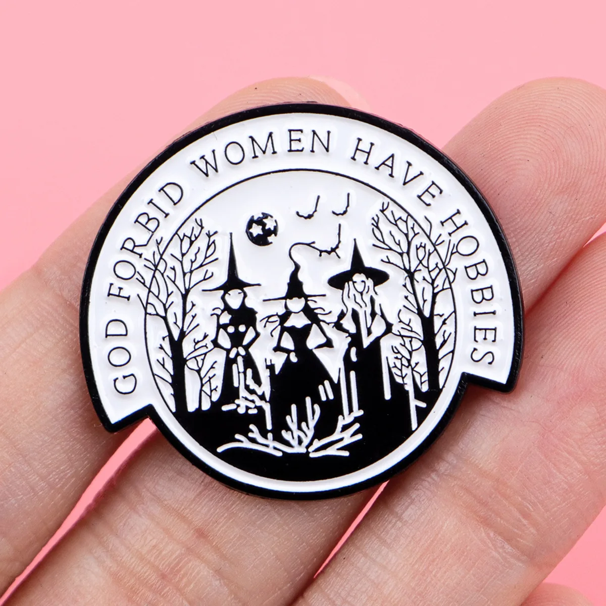 Black White Gothic Witch Quotes Brooch Pin Badge Clothing Backpack Bag Accessory Alloy Vintage Hot Sale Cross Border Unisex Gift