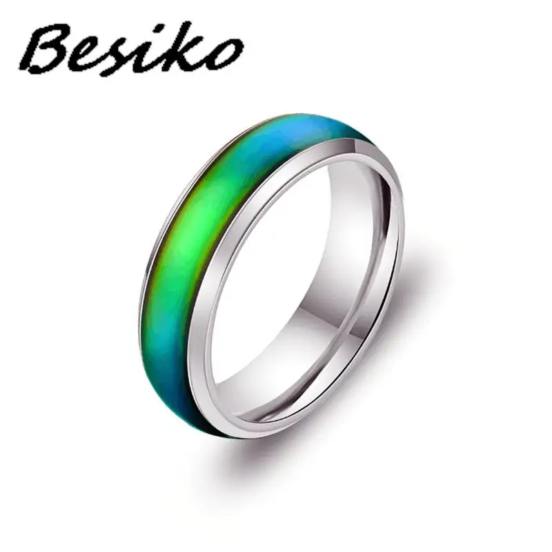 Besiko Magic Changing Color Rings Stainless Steel Mood Emotion Feeling Temperature Ring For Women Men Couple Rings Fine Jewelry