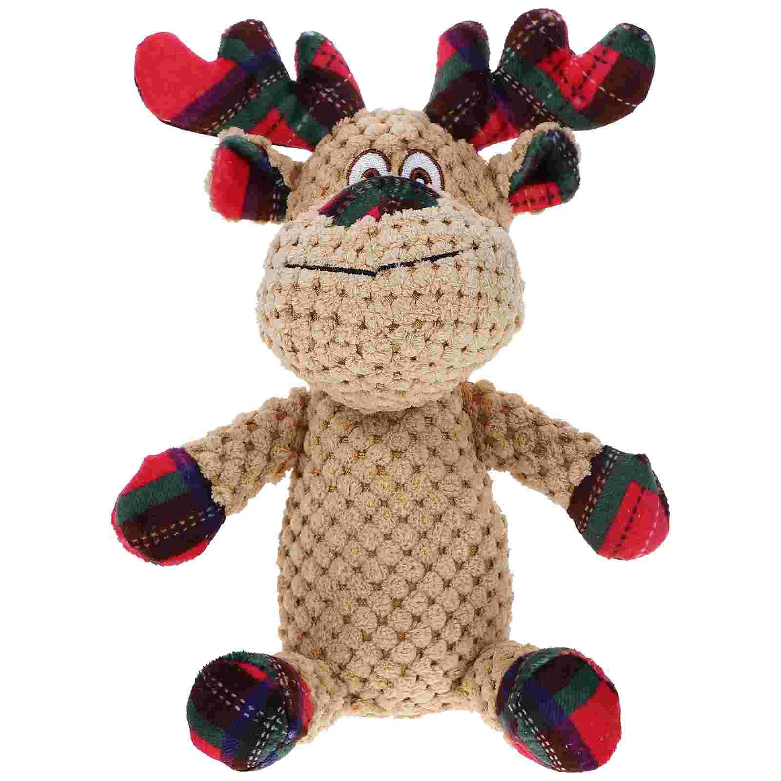 Christmas Elk Santa Style Squeaky Plush Dog Toy Figure Puppy Teething Chewable Pet Molar Sounding Biting Toy for Dogs