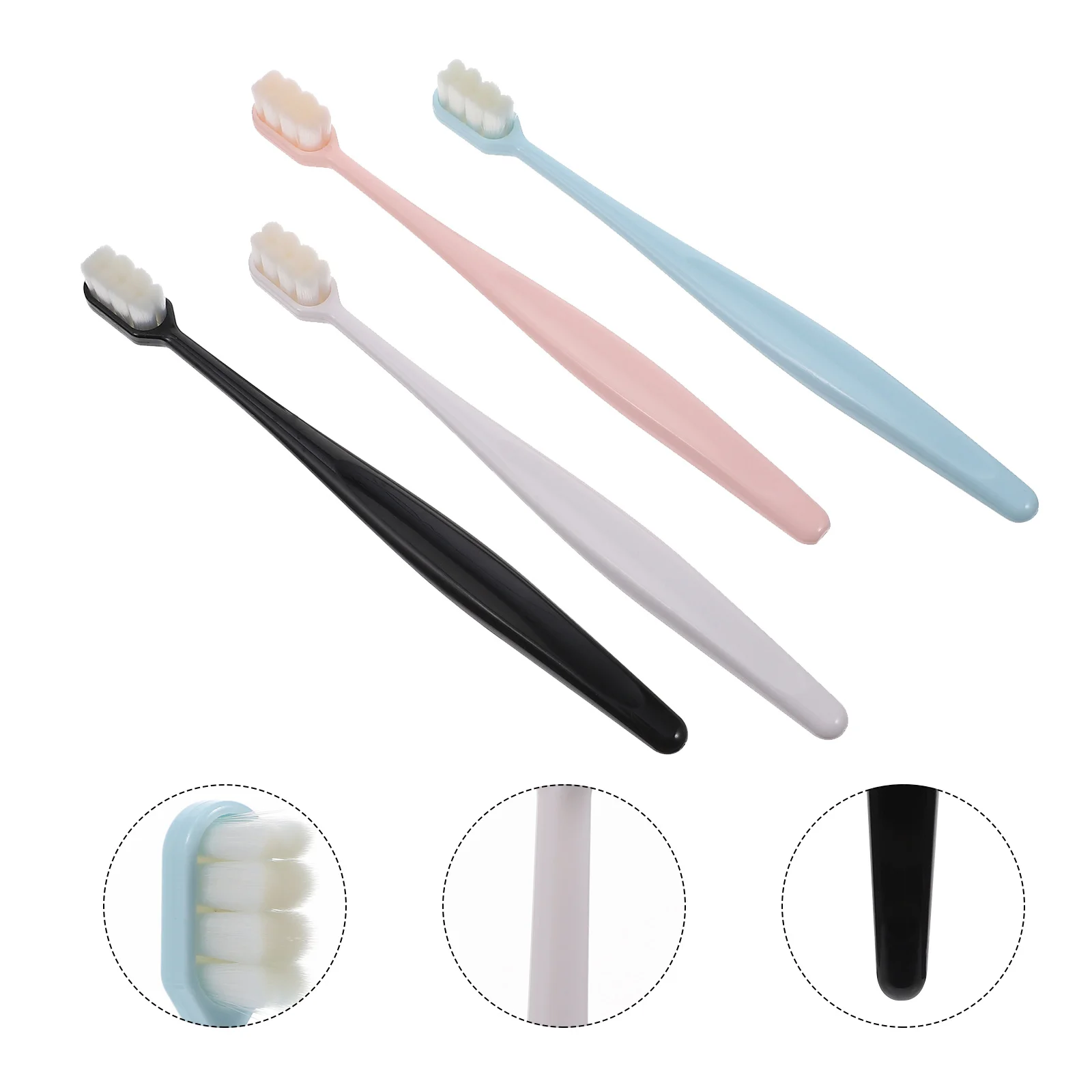 4 Pcs Soft Toothbrush Toothbrushes Adults Manual Children Kids Fur High-grade Transparent Pbt Filament Teeth Dryer