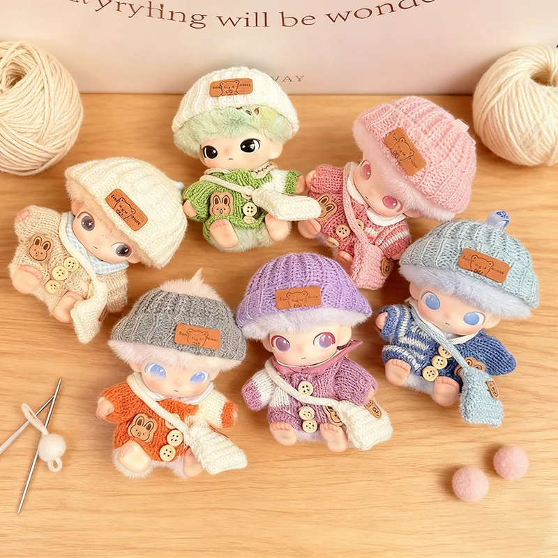 

Clothes for Dimoo Winter Set Rabbit-patterned Sweater & Bear Hat for 15cm 17cm Doll