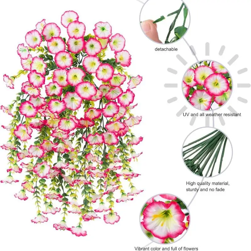 2 Stück Künstliche Trompetenblumen-Ranken, Wasserdichte Kunstblumengirlanden für Hochzeiten im Freien, Partys, Veranda, Wanddekoration, DIY-Deko – Detail 6