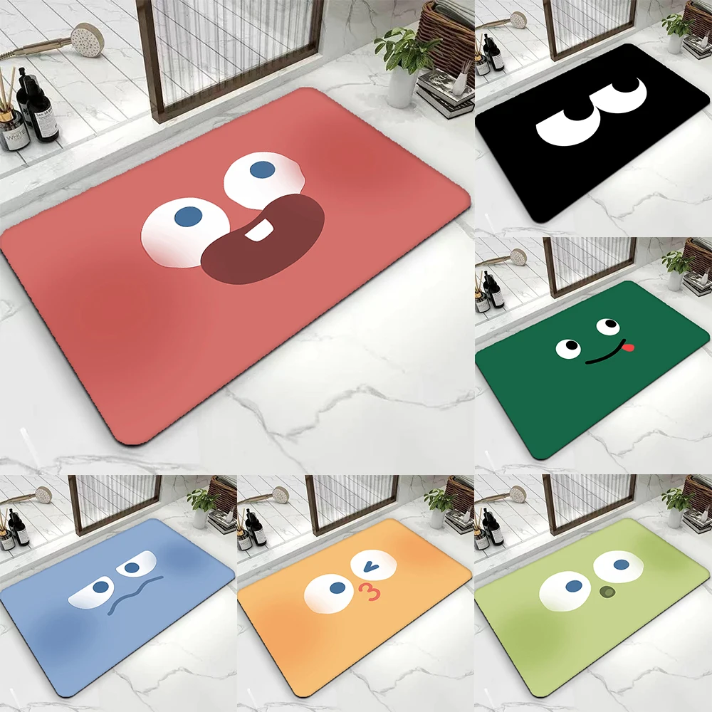 Cute Funny Expression Carpet Living Room Bedroom Bathroom Floor Mat Home Decoration Corridor Balcony Non-slip Door Mat