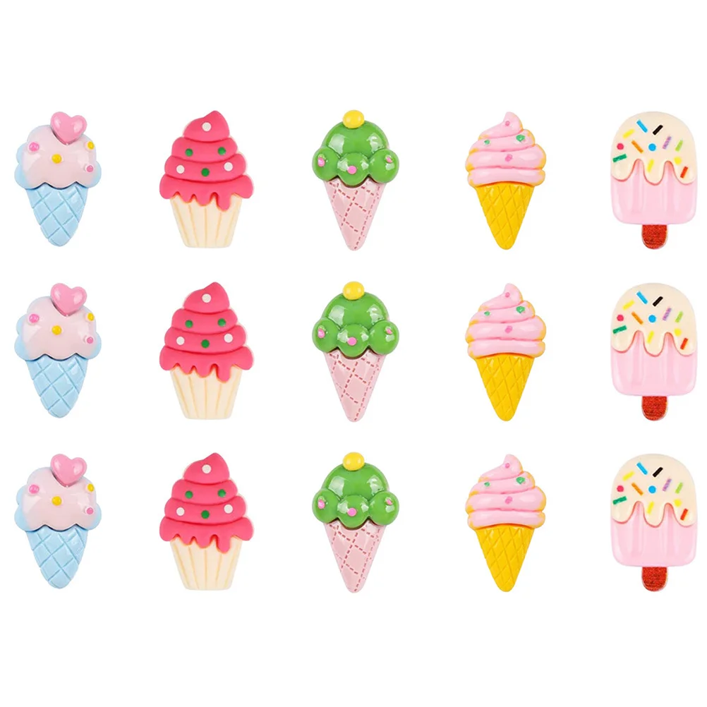 15개 아이스크림 모양 압정 고품질 플라스틱 교체 가능한 푸시핀 일상 사용 가정 사무실 책상 액세서리 컴팩트