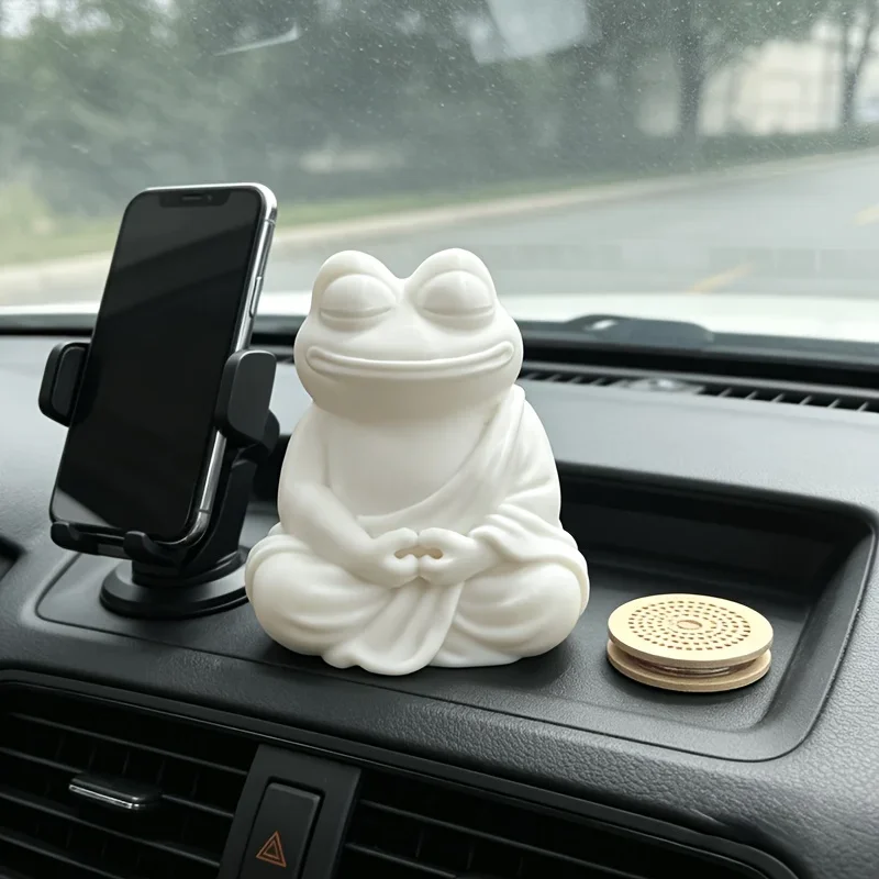 Zen Meditation Frog Buddha Statue Ornament 3DPrinted Calm Frog Figurines Spiritual Desk Car Yoga Decor Relieve Stress Home Decor