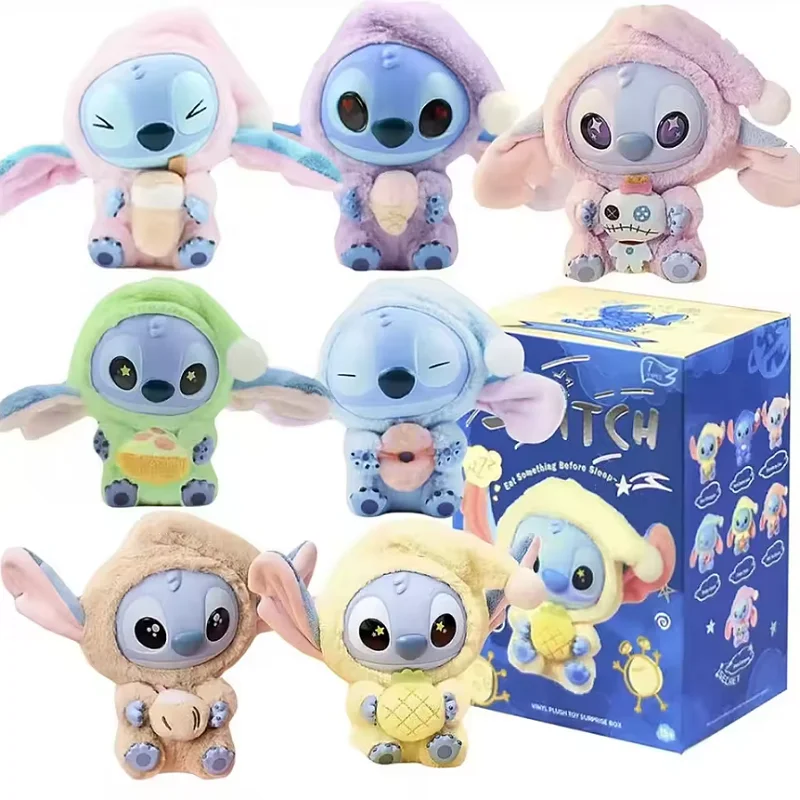 

~Miniso New Stitch Eat Some Thing Before Sleep Series Vinyl Blind Box Bag Pendant Cute Plush Doll Mystery Box Toy Surprise Gifts