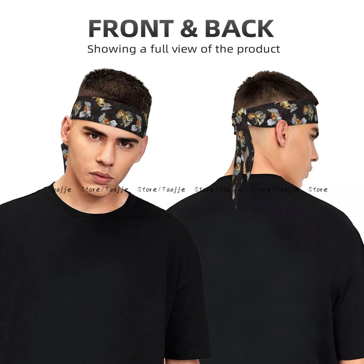 Sweatband Bandanas Tiger And Dragon Hairband Head Tie Sports Headband Hair Accessories view 3