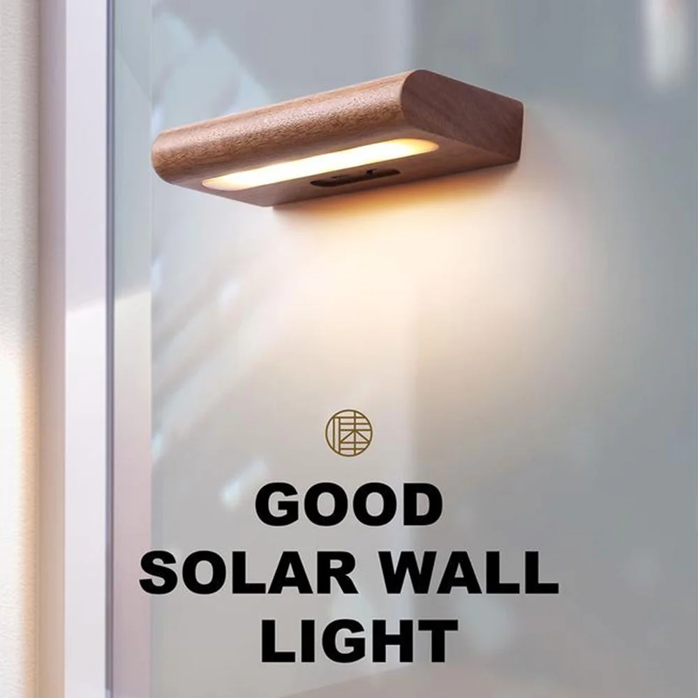 Lámpara Solar de pared para exteriores, luz de pared de inducción Solar inalámbrica, recargable por USB, luz de ambiente de montaje en pared para interiores y exteriores