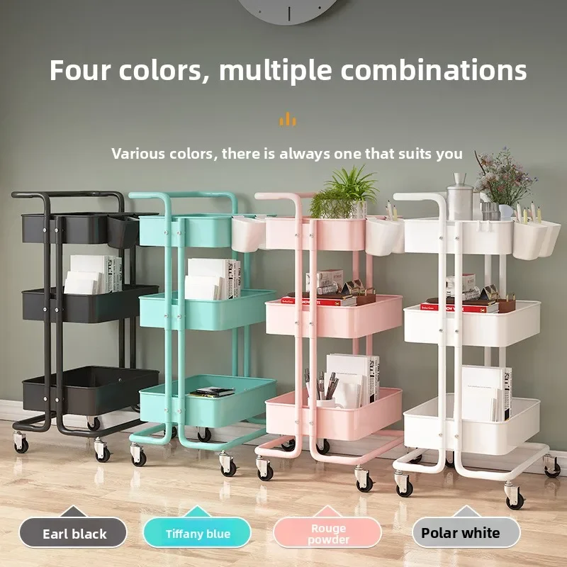 Mobile Rolling Storage Cart for Kitchen Bathroom Beauty Salon Cosmetic Organizer Multi Layer Shelving Unit Salon Trolley Cart