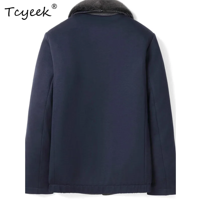 Tcyeek Natural Fur Jacket Parka Men's Warm Clothes Removable Inner Liner High-end Mink Real Fur Coat for Men Lapel Collar Roupas