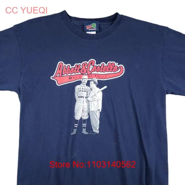 Vintage Abbott & Costello T Shirt Mens Size Large Y2K Whos On First Baseball