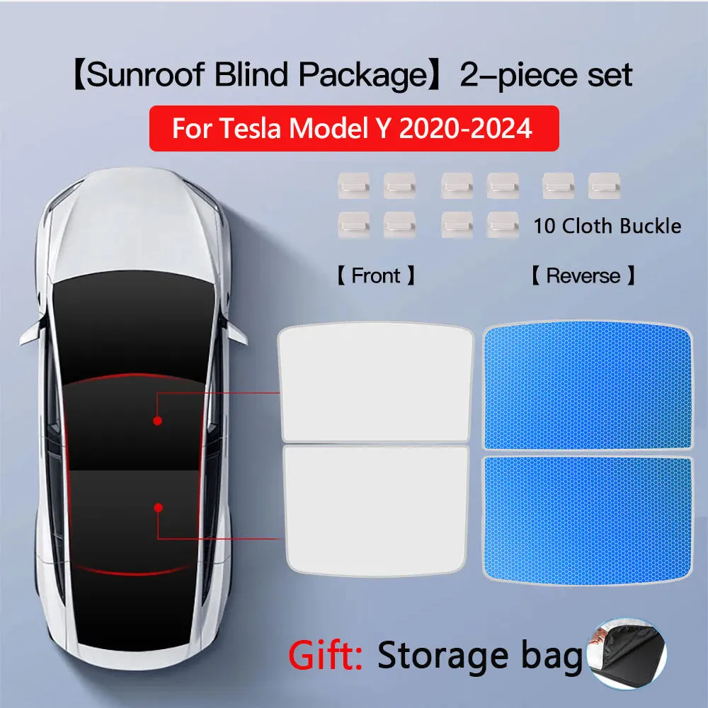 Zonneschermen voor Tesla Model 3 Highland Model Y 2017-2026 IJsdoek Gesp Zonwering Glas Voor Achter Zonnekap Dakraam Accessoire