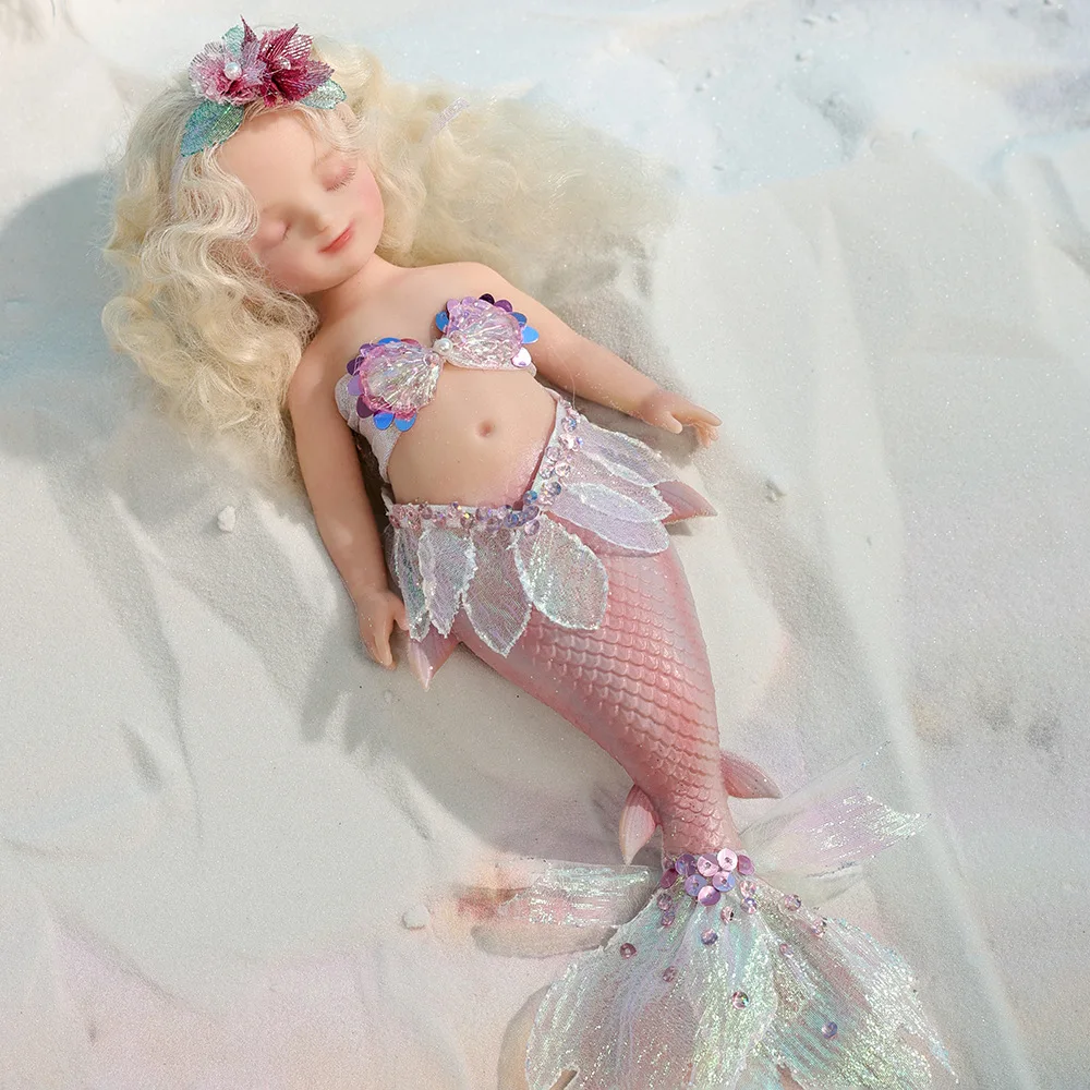 10 Inch 25cm Solid Silicone Mermaid Reborn Doll Lifelike Baby Squeeze Toy Figure Gift