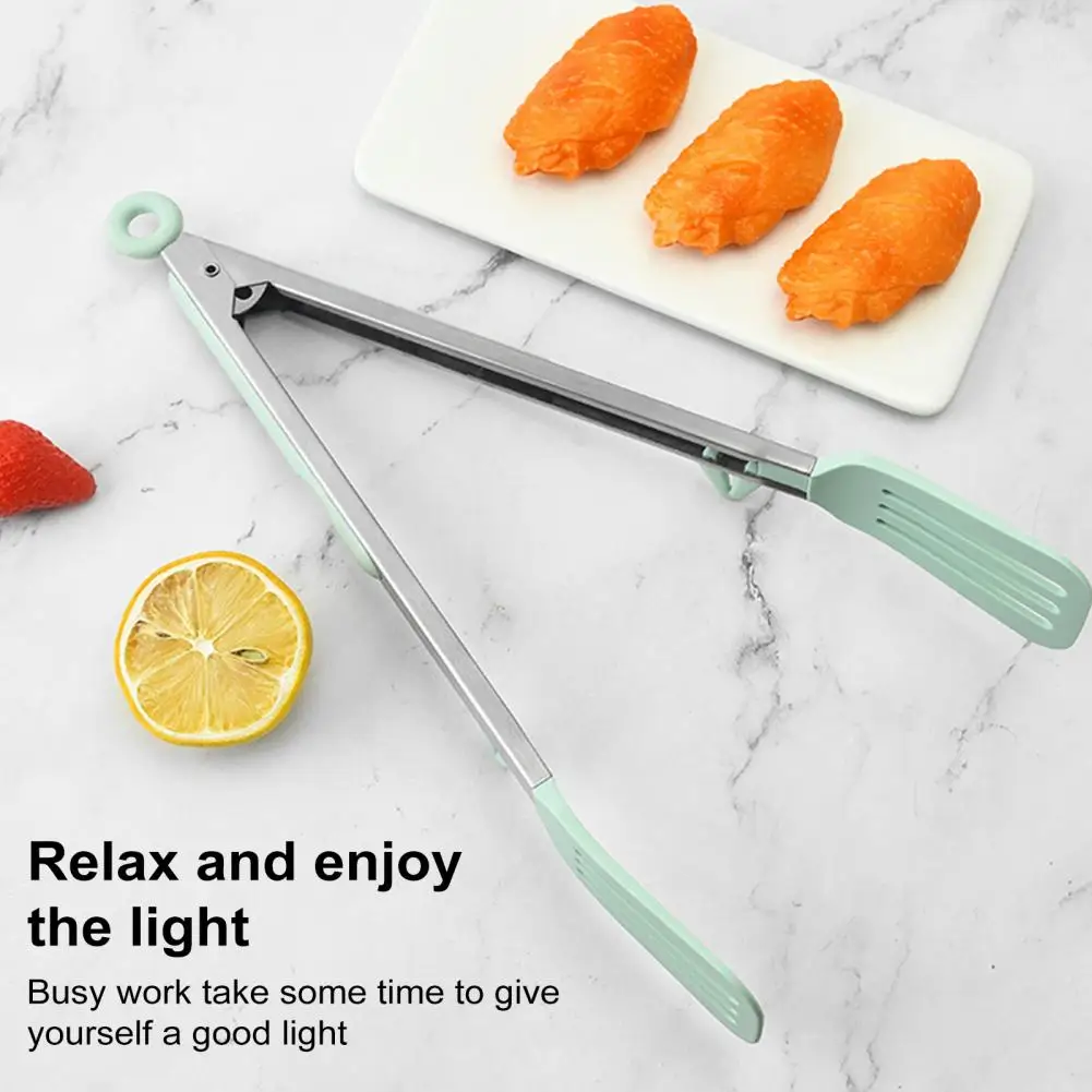 Silicone Food Clamp Non-stick Pan Tong Stainless Steel Food Tongs with Silicone Tip for Bbq Baking Non Stick Kitchen for Cooking