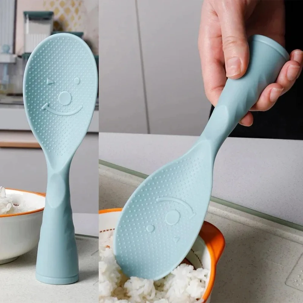 1PC Standing Non Stick Rice Spoon Heat Resistant PP Kitchen Paddle Anti Slip Cookware Tool for Rice Cooker Green Blue