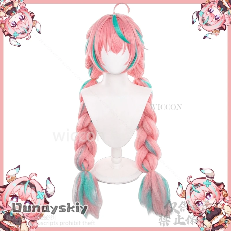 Anime Game Genshin Impact Cosplay Varesa Long Hair Pink Braided Hair Wig For Girls Women 100cm Free Wig Cap Halloween Customized
