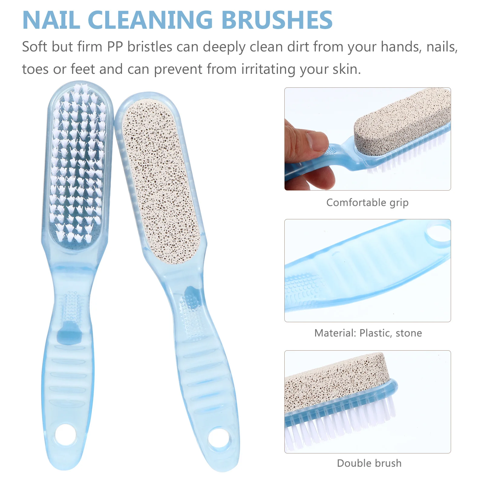 

4pcs Foot File Callus Remover Pedicure Tool Nail Brush Cleaner With Ergonomic Long Handle Non-Slip Grip Soft Bristles For Hands