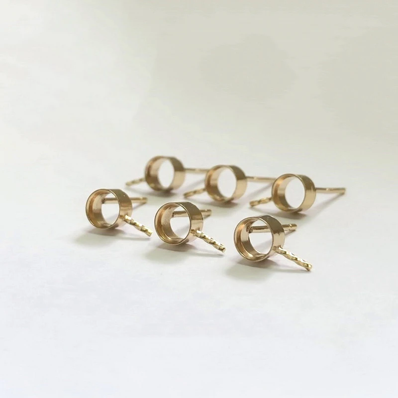 Real 14K Yellow Gold Filled 4mm Bezel Post Earring Wholesale Bulk DIY Jewelry Findings Tarnish Resistant Jewelry Findings