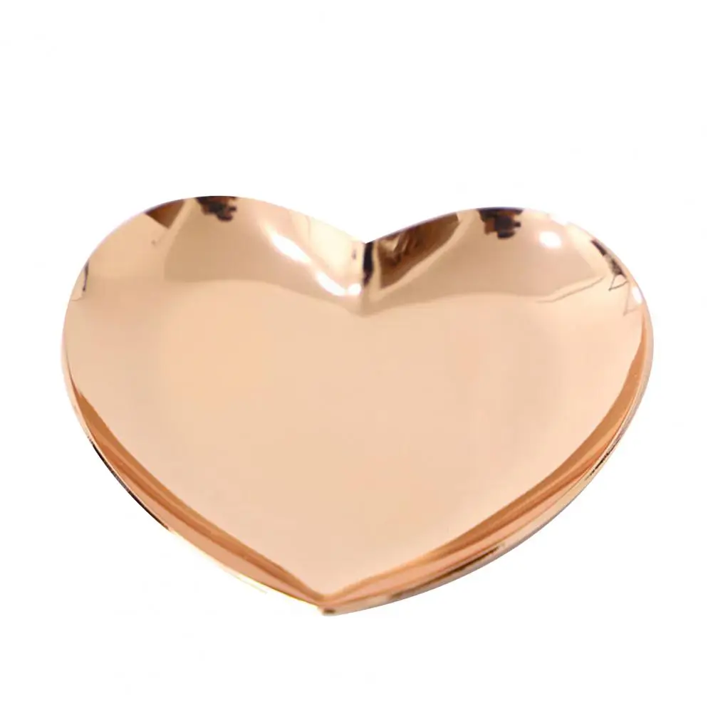 Jewelry Tray Heart Shape Smooth Edge Anti-rust Durable Lightweight Anti-deform Stainless Steel Jewelry Display Tray For Home