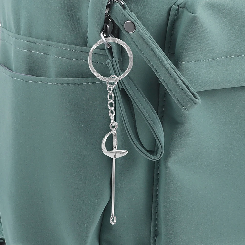 

2Pcs Fencing Keychain Creative Metal Small Keychain Decorative Portable Gifts Silver Epee Team Sports Souvenir