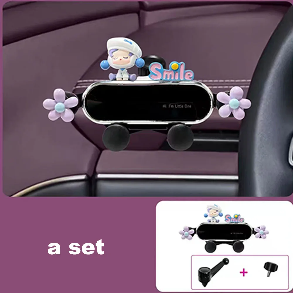 For Xiaomi YU7 2025 2026 Cute Car Phone Holder Cartoon Figure Gravity Navigation Bracket Auto Interior Accessories