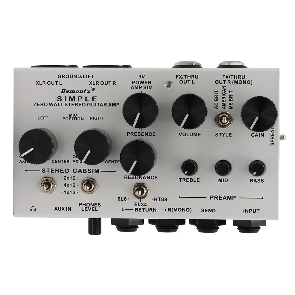 Demonfx SIMPLE Guitar DI Box Effect Pedal Preamp Simulator,Power Amp Simplifier Pedal Stereo Cab Simulator