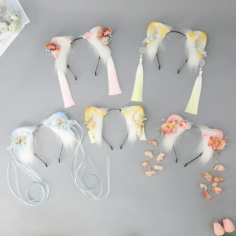 Accessoires pour cheveux oreilles de chat couvre-chef Lolita fille oreilles de chat bandeau bandes dessinées Cos Simulation Animal oreille bandeau Cosplay Anime
