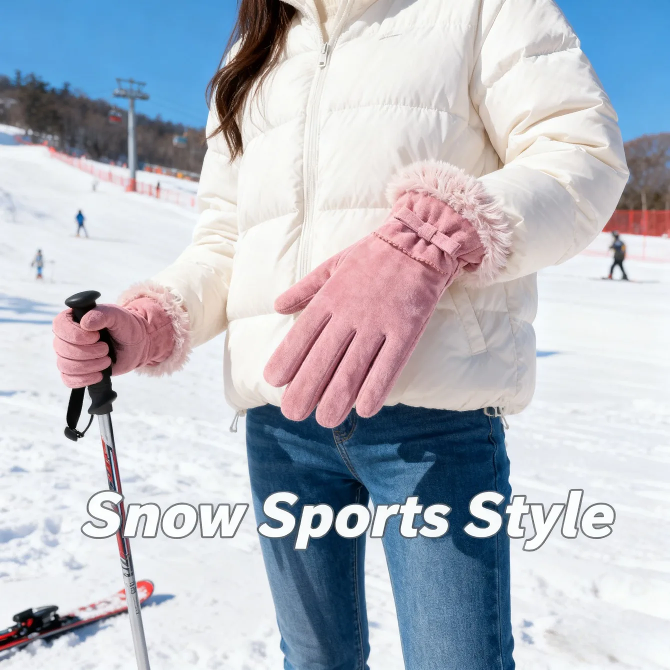 

Пушистые - Тепло на подкладке - Женские перчатки, зимние модные стильные мягкие, удобные, сильное тепло - возможность хранения