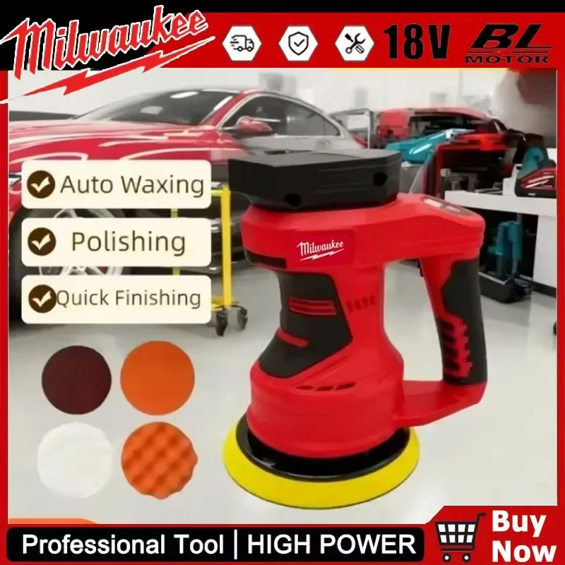 

Milwaukee Аккумуляторная полировальная машина для автомобиля, 8 передач, бесщеточная электрическая полировальная машина, вощение, шлифовка, уплотнение, электроинструменты для батареи 18 В