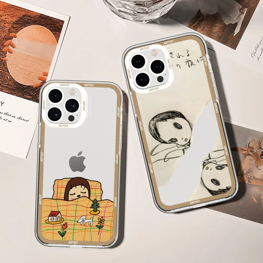 Yoshitomo Nara Art Phone Case For iPhone 11 12 Mini 13 14 15 Pro Max Transparent Shell