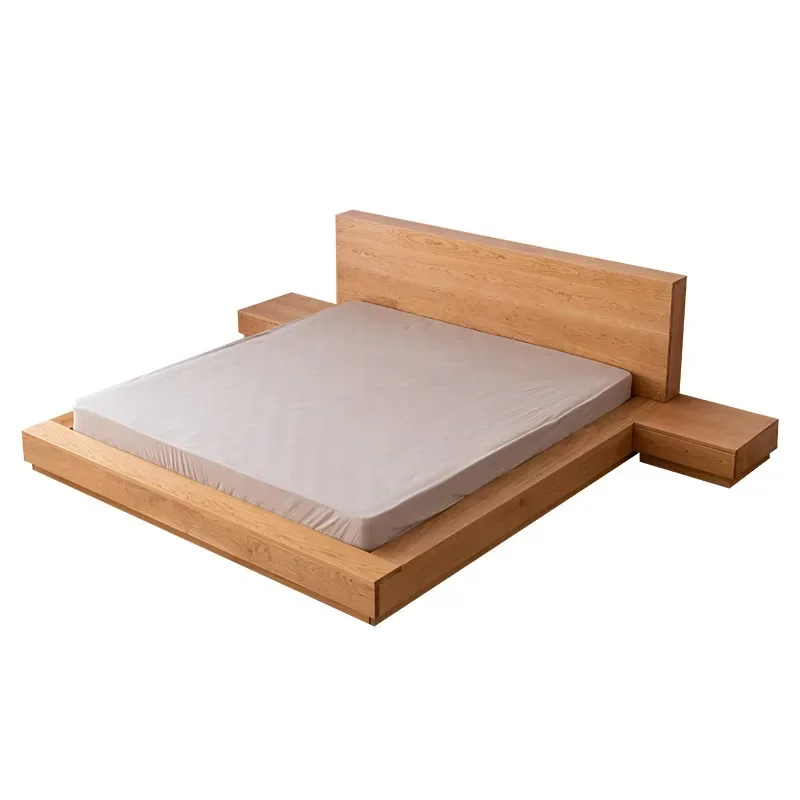 

Nordic all solid wood cherry wood light luxury floor tatami double bed Japanese simple log bedroom short bed
