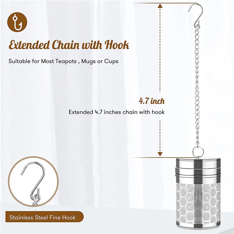 

M12K-10X Tea Infusers For Loose Tea, Stainless Steel Tea Strainer, Extra Fine Mesh Tea Diffuser For Brewing Tea, Spices