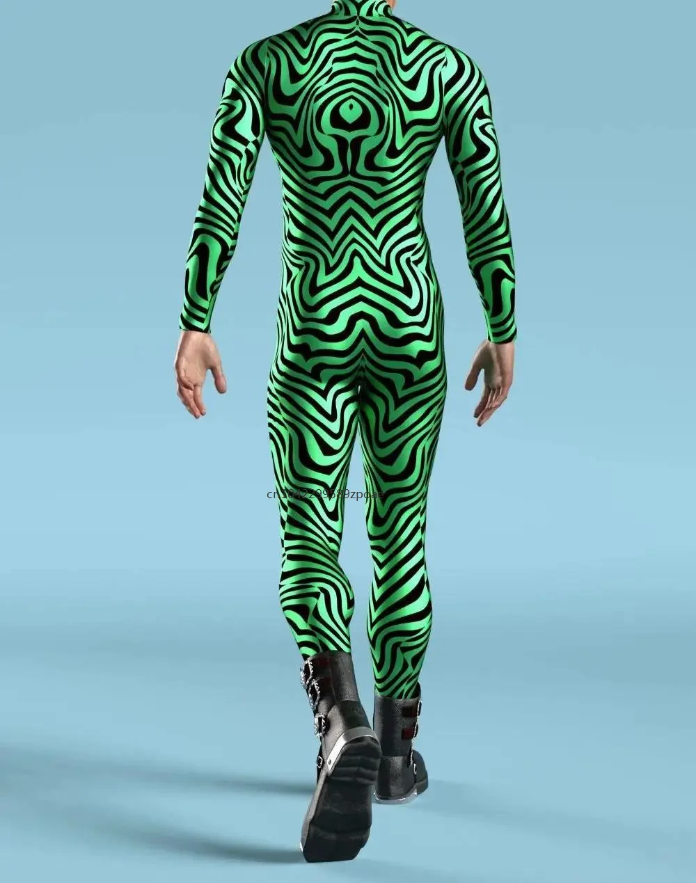 Creative Men Art Irregular Lines 3D Jumpsuit CyberPunk Bodysuit Halloween Party Cosplay Costume Performance Romper Zentai Suit