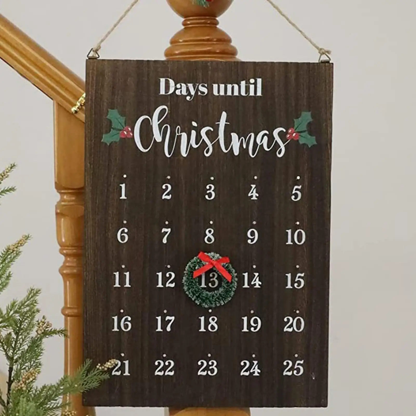 

Деревянный рождественский календарь обратного отсчета, сезонный декор, 25-дневный адвент-Рождественский календарь, знак для друзей, соседей, классной комнаты, жизни