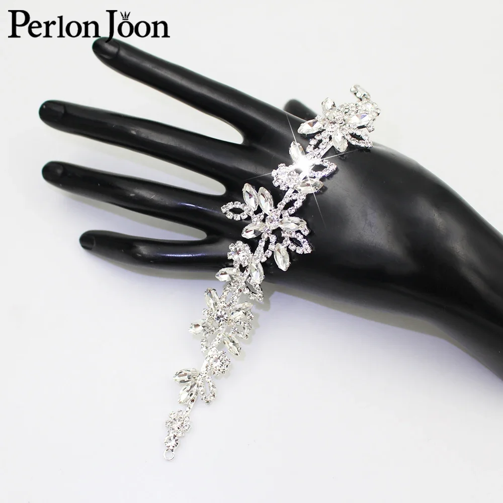 1 piece Sparkling wedding Headwear decorative accessory leaf glass silver crystal AB rhinestone trim applique YHX092