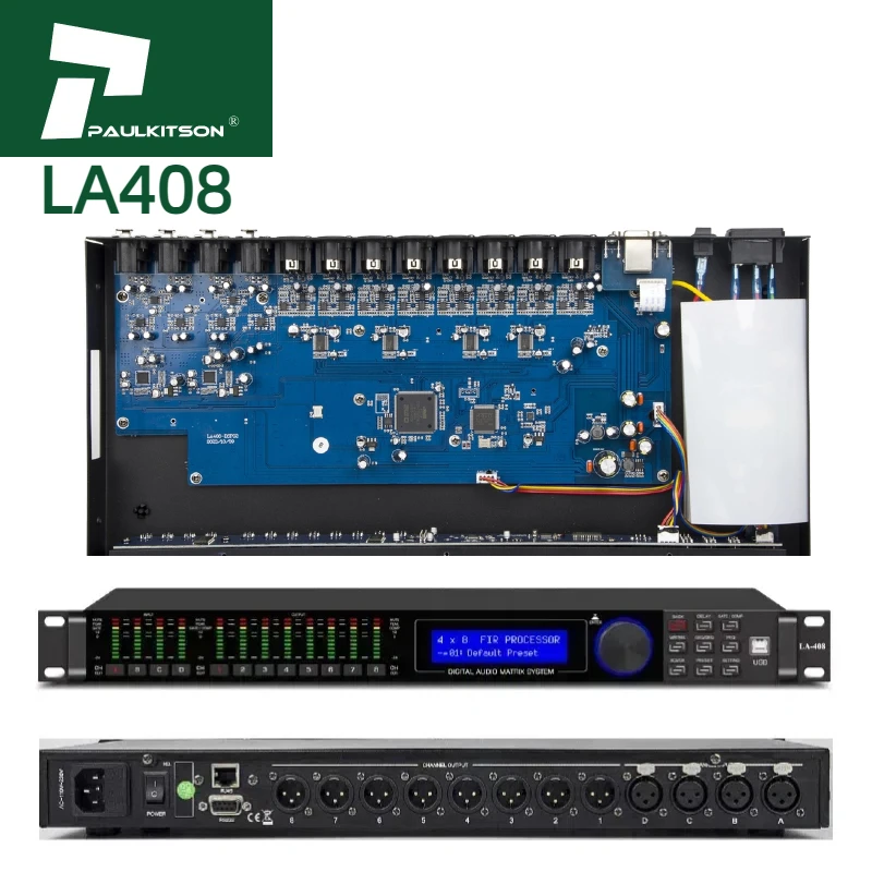 

Paulkison Audio Processor LA408 High-Performance Digital Dsp Processor Professional Audio Processor Dsp 4 in 8 Out Audio Effects