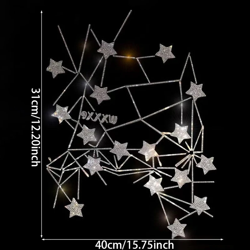 

Glittering Geometric Star & Constellation Rhinestone Iron-On Transfer - Multi-Surface Crystal Design for Tops, Bags & Celestial