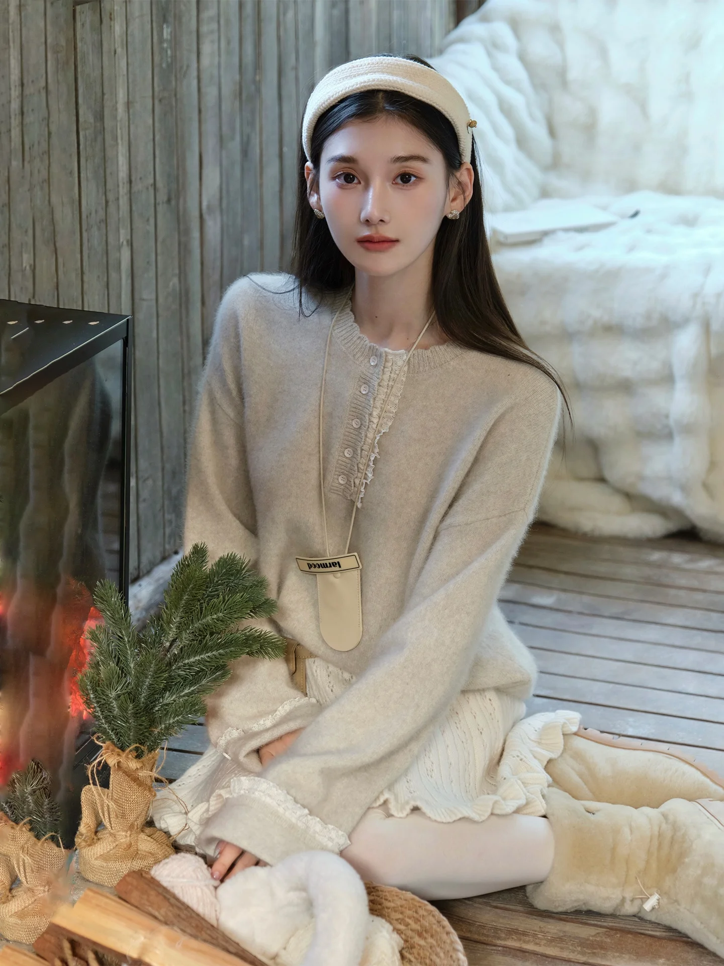 

ChillCozy Women's Soft Woolen Knitted Sweater Casual Versatile round Ne ort Sve Long Sve Comfortable Fur Knitwear